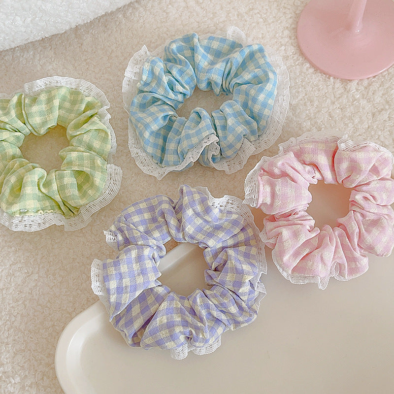 Women's IG Style Sweet Lattice Cloth Rib-Knit Lace Hair Tie