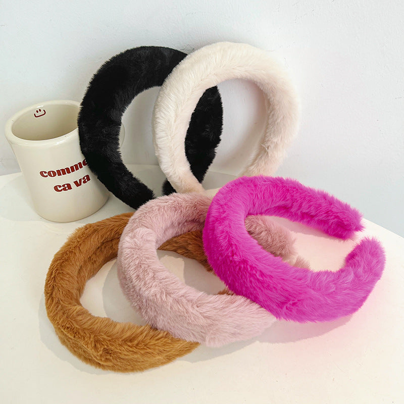 basic classic style solid color plush hair band