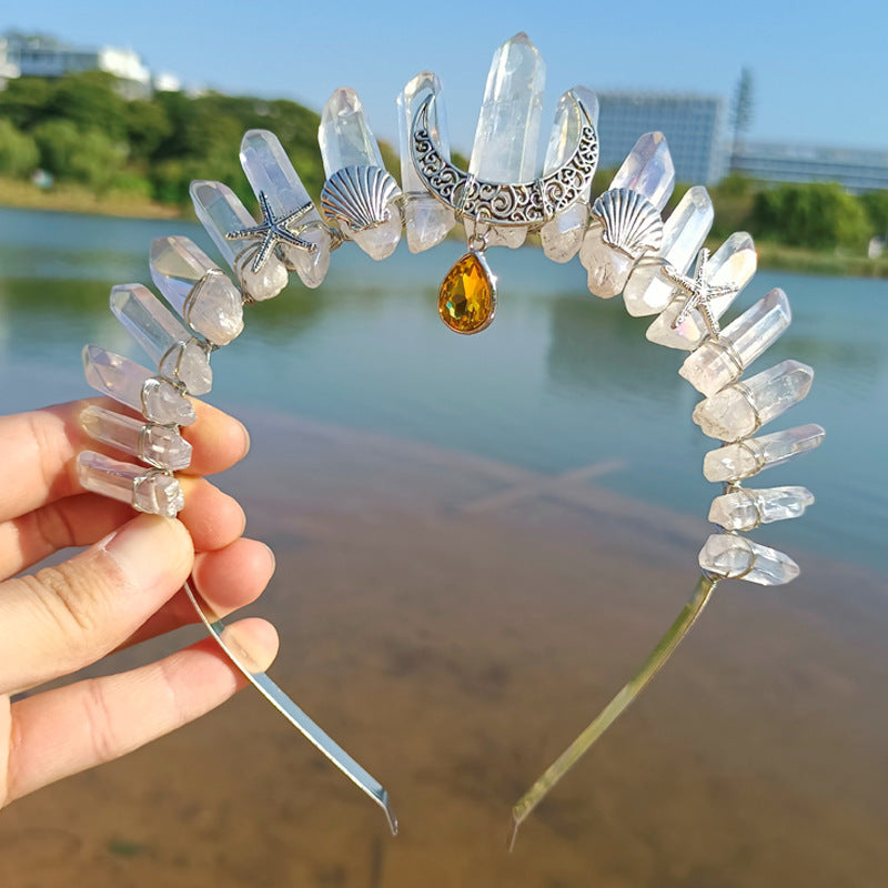 retro moon starfish crystal handmade hair band
