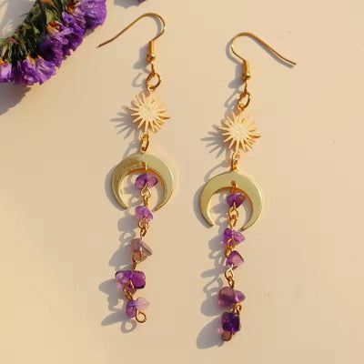 1 Pair Simple Style Shiny Irregular Moon Crystal Drop Earrings