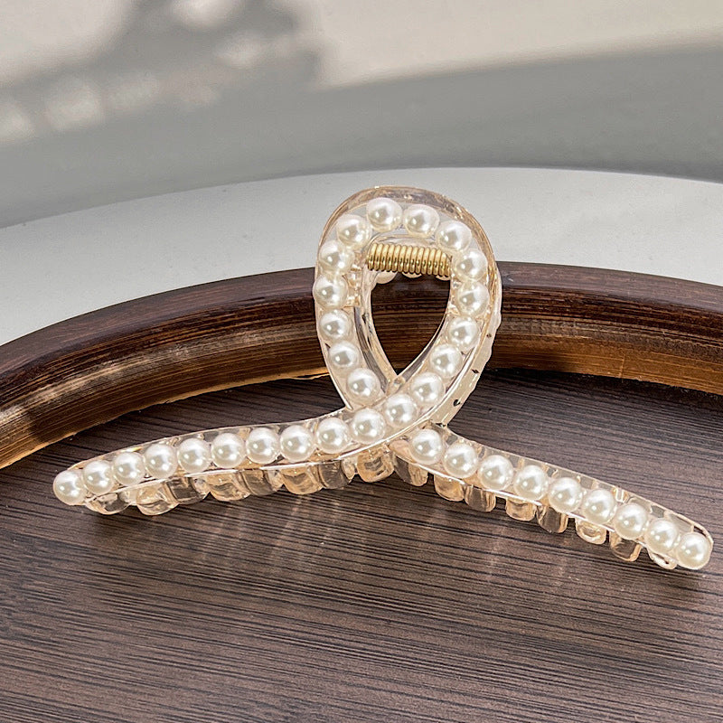 fashion solid color plastic imitation pearl  hair claw