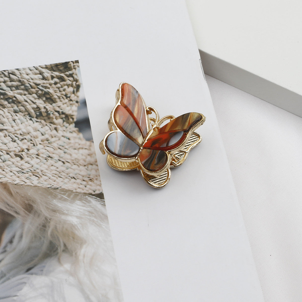 simple style butterfly acetic acid sheets plating hair claws 1 piece