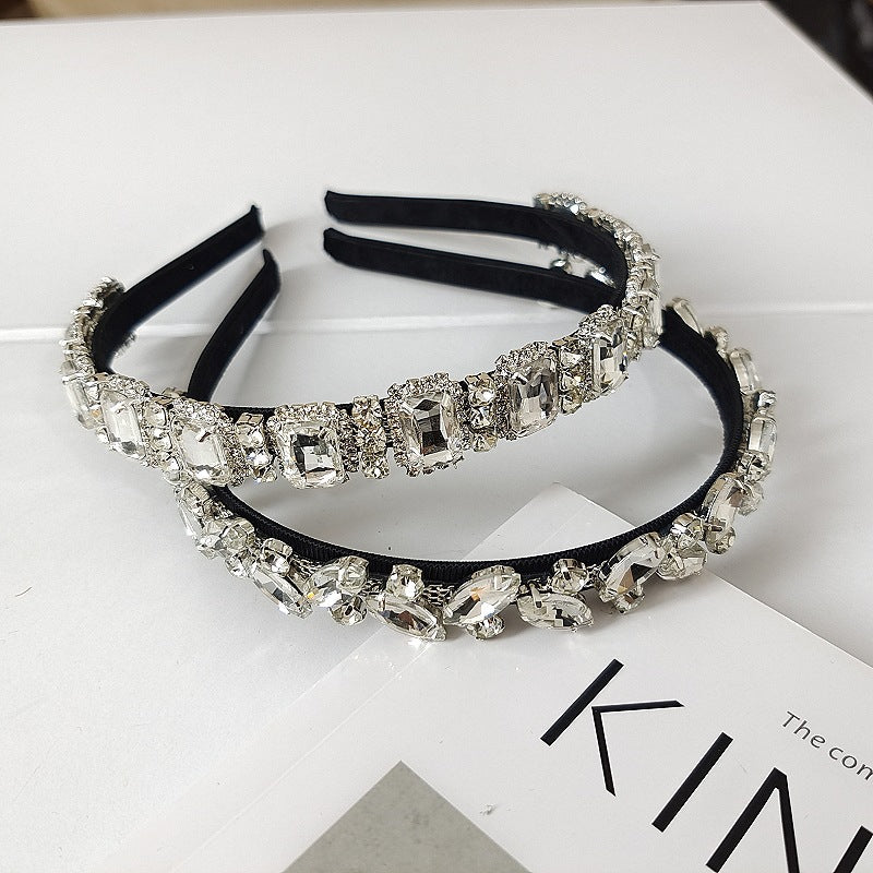 Women's Baroque Style Shiny Geometric Alloy Inlay Artificial Pearls Rhinestones Hair Band