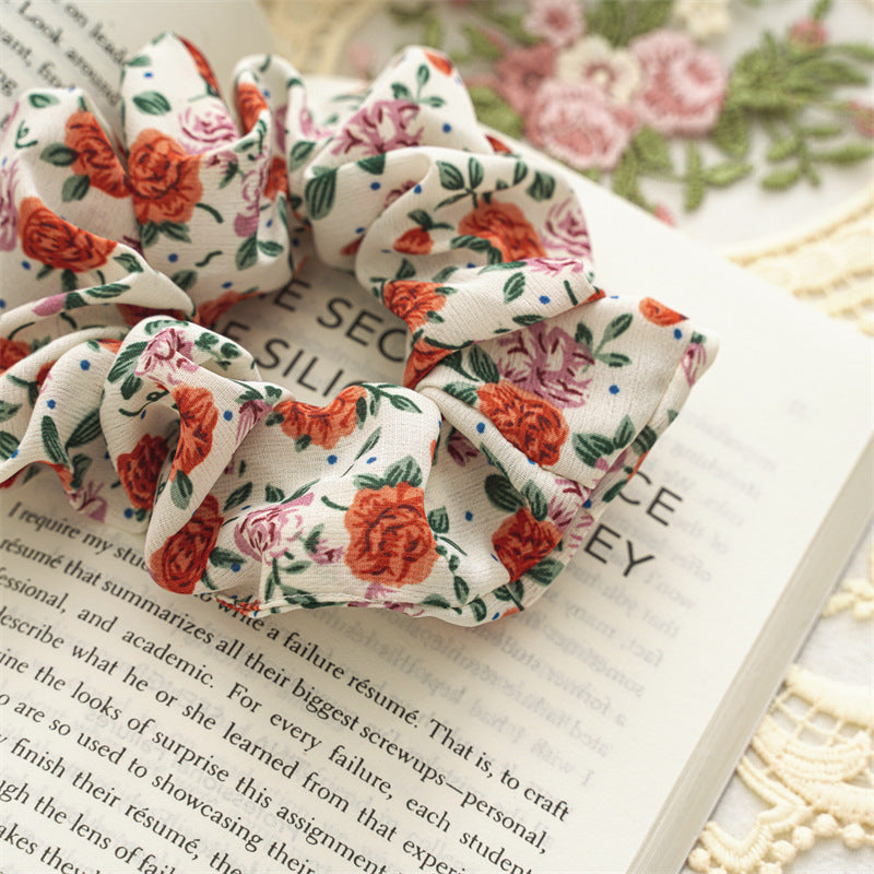 Women's Japanese Style Flower Cloth Handmade Hair Tie