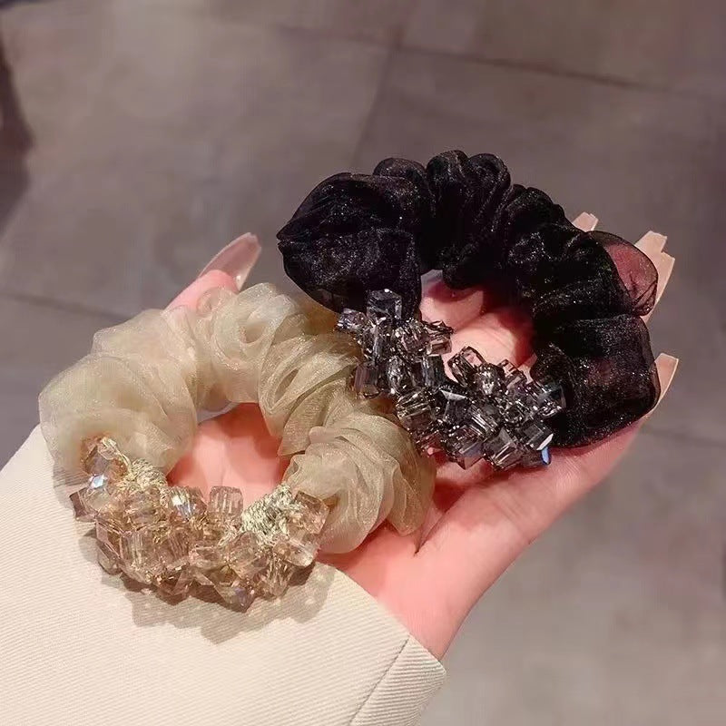 elegant simple style solid color organza hair tie