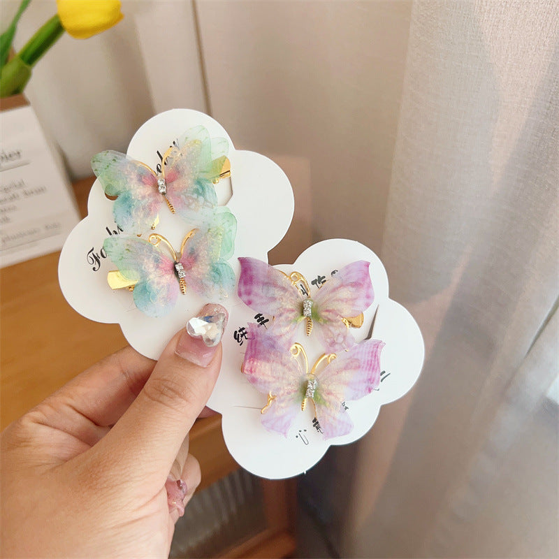fairy style gradient color butterfly plastic resin rhinestone hair clip