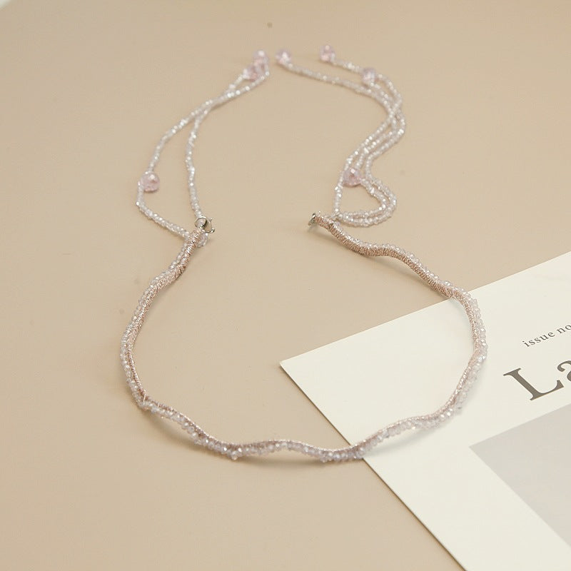 women's shiny solid color artificial crystal beaded tassel hair band