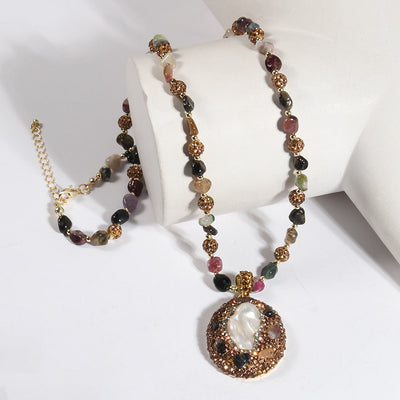 Bohemian Water Droplets natural stone Beaded Chain Pendant Necklace In Bulk