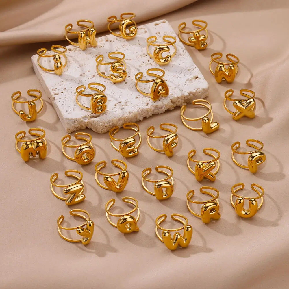 Jewelry Simple Style Letter 304 Stainless Steel Plating Open Rings