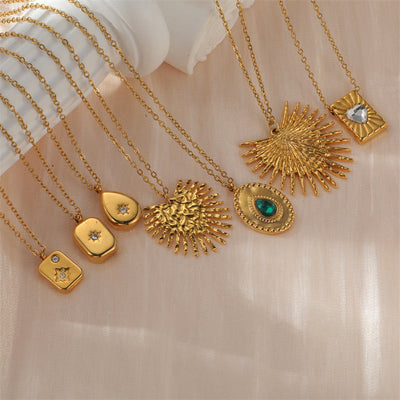 Jewelry Simple Style Classic Style Heart Shape 304 Stainless Steel Rhinestones Inlay Pendant Necklace