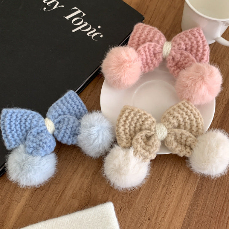 Women's Cute Sweet Bow Knot yarn Hair Clip