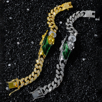 Hip-Hop Human Rhinestones Zinc alloy Cuban Link Chain Curb Chain Chain & Link Bracelets