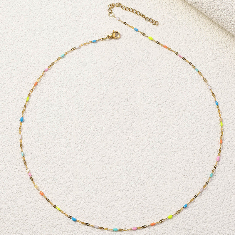 Jewelry Pastoral Simple Style Geometric 304 Stainless Steel Enamel Bracelets Anklet