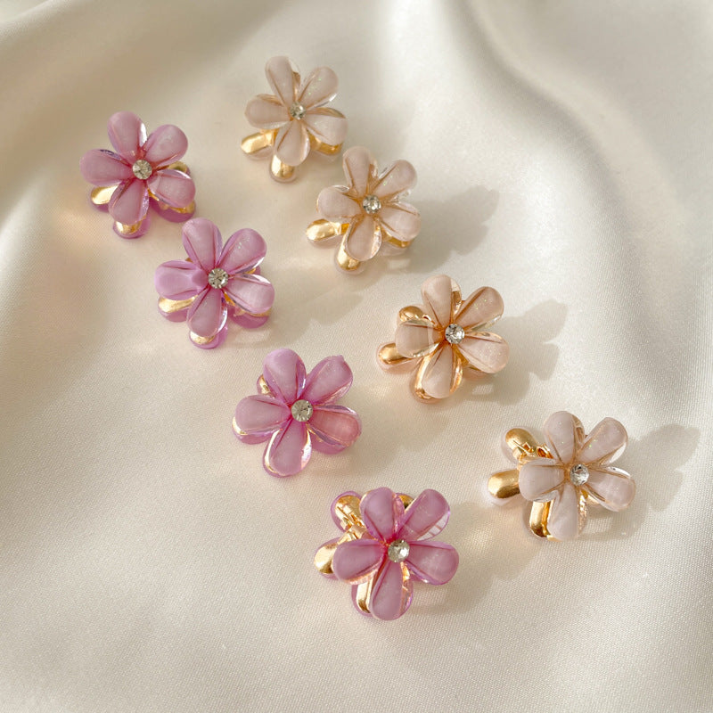 sweet flower imitation pearl alloy resin handmade hair clip