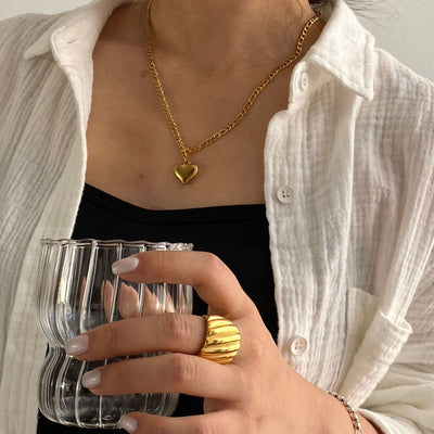 Jewelry Simple Style Classic Style Heart Shape Titanium Steel Plating Pendant Necklace