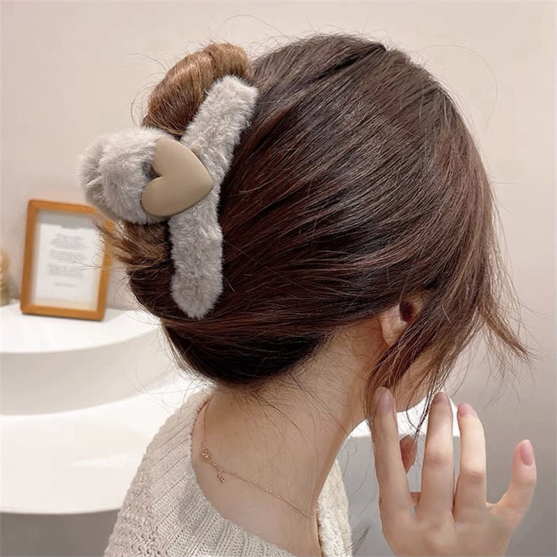 cute simple style solid color cloth hair claws