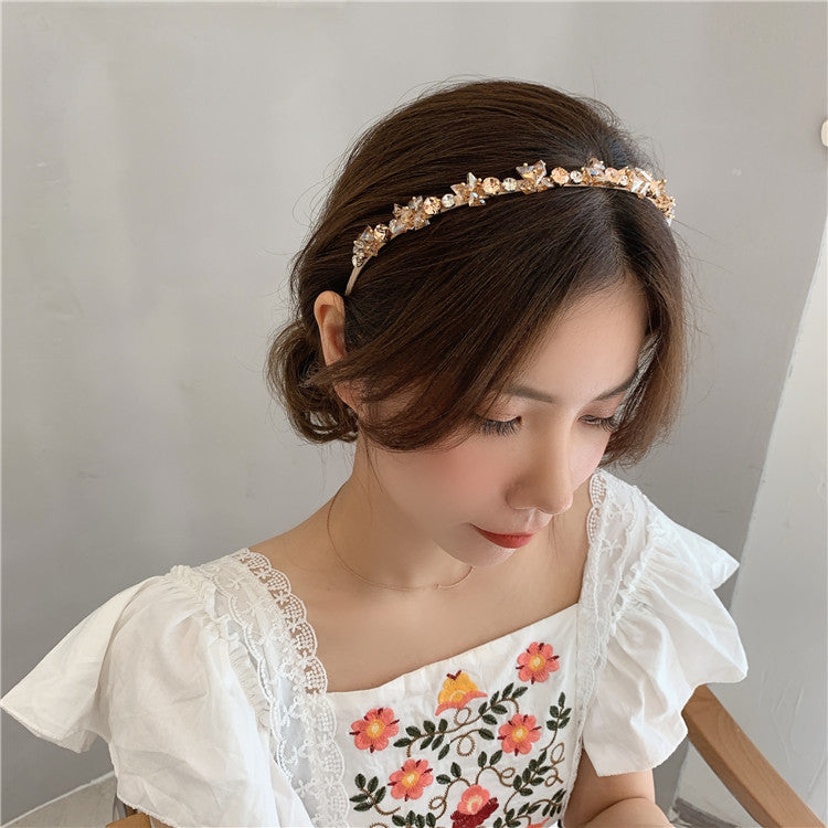 luxurious geometric artificial crystal hair band