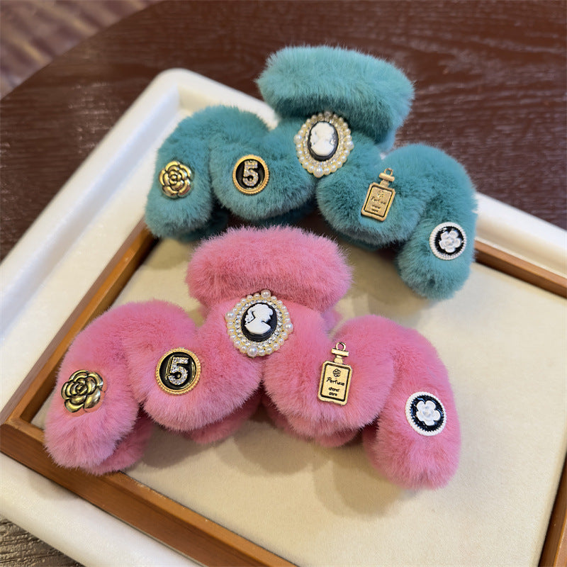 New Plush Large Size Grip Retro Classic Style Hair Volume Multi-Head Updo Hair Claw Shark Clip