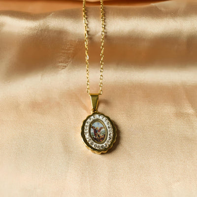 Jewelry Retro Religion Human Virgin Mary 304 Stainless Steel Diamond Plating Pendant Necklace