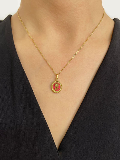 Jewelry Simple Style Heart Shape Flower 304 Stainless Steel Pendant Necklace