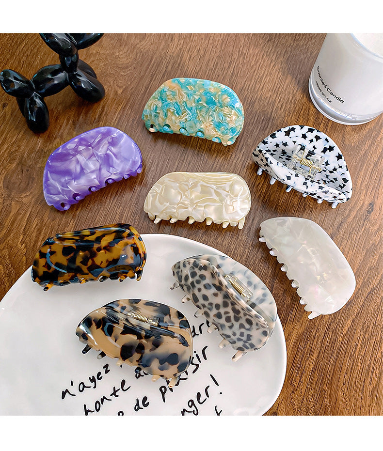 cute color block acetic acid sheets printing hair claws