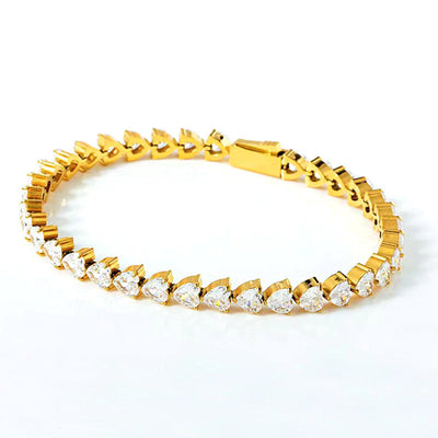 Simple Style Geometric Stainless Steel Zircon Tennis Bracelet In Bulk