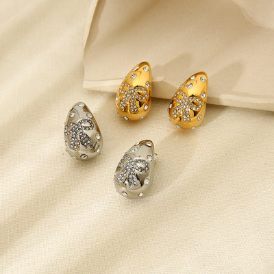 1 Pair Simple Style Commute Bow Knot Plating 304 Stainless Steel Ear Studs