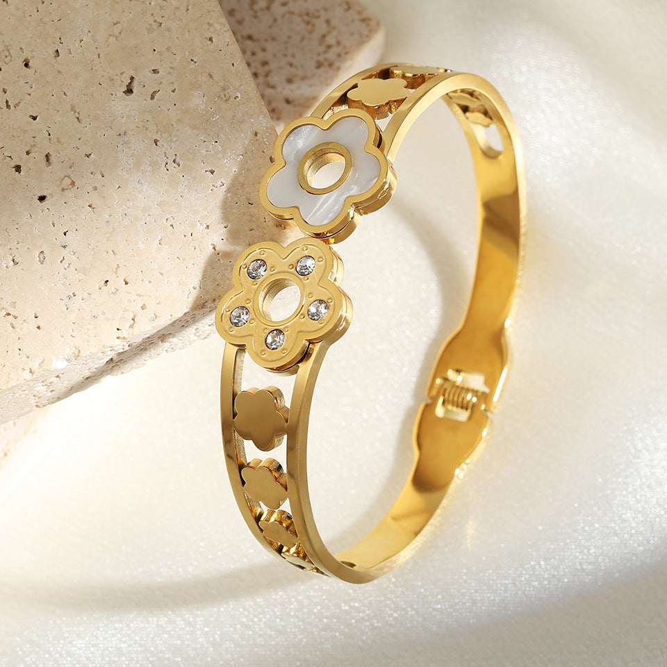 Casual Simple Style Streetwear Floral 304 Stainless Steel Stainless Steel Bracelets In Bulk