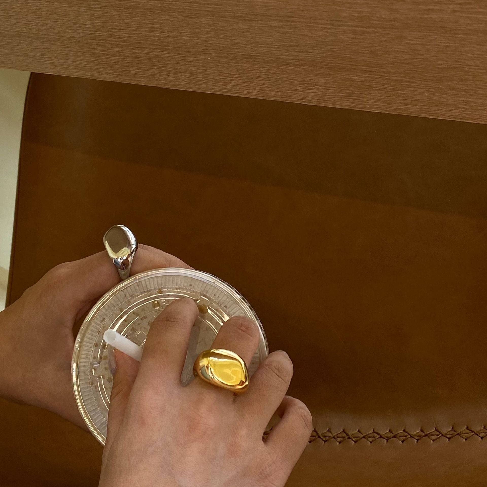 Copper Gold Plated Plating Solid Color Rings