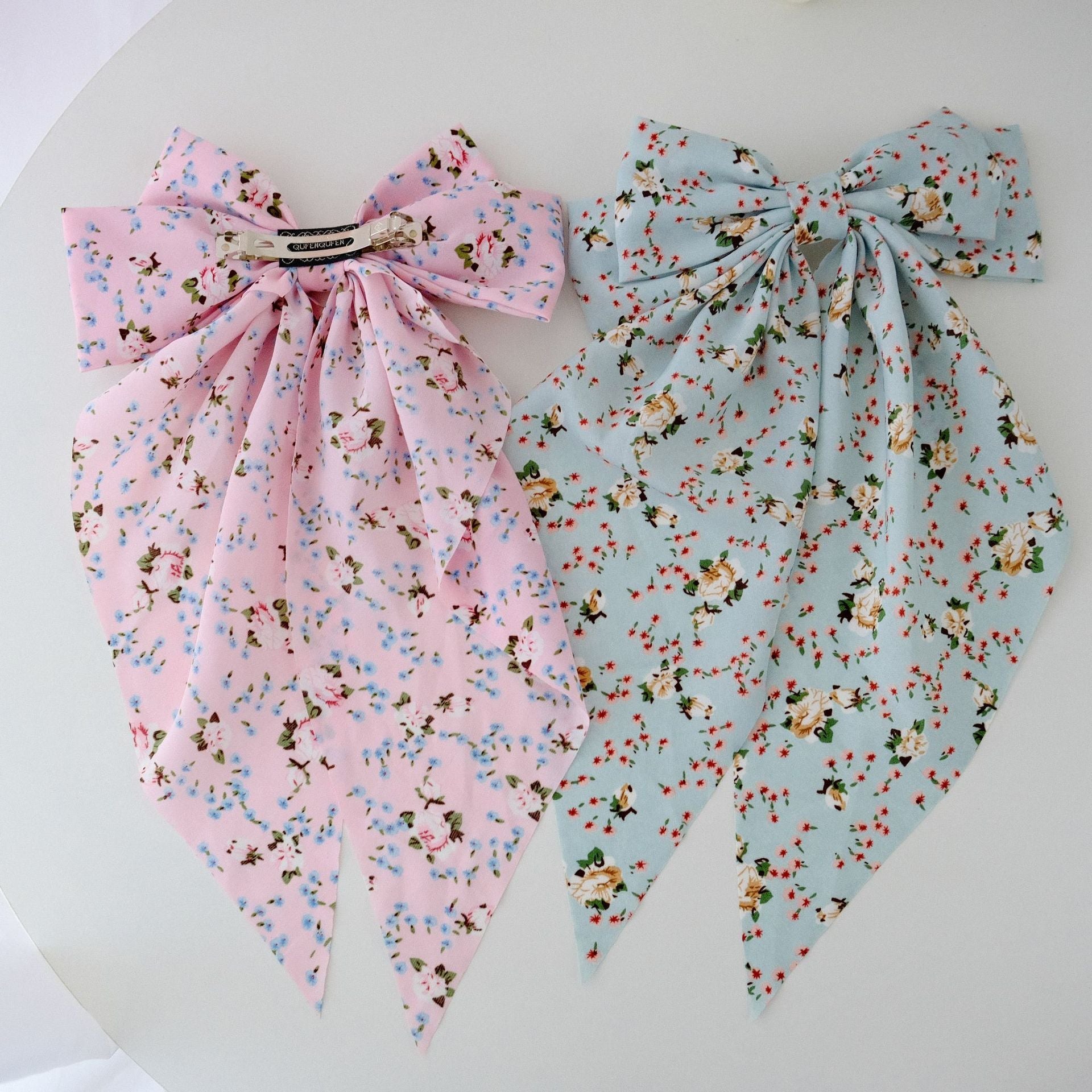 Women's Sweet Pastoral Bow Knot Cloth Floral Hair Claws