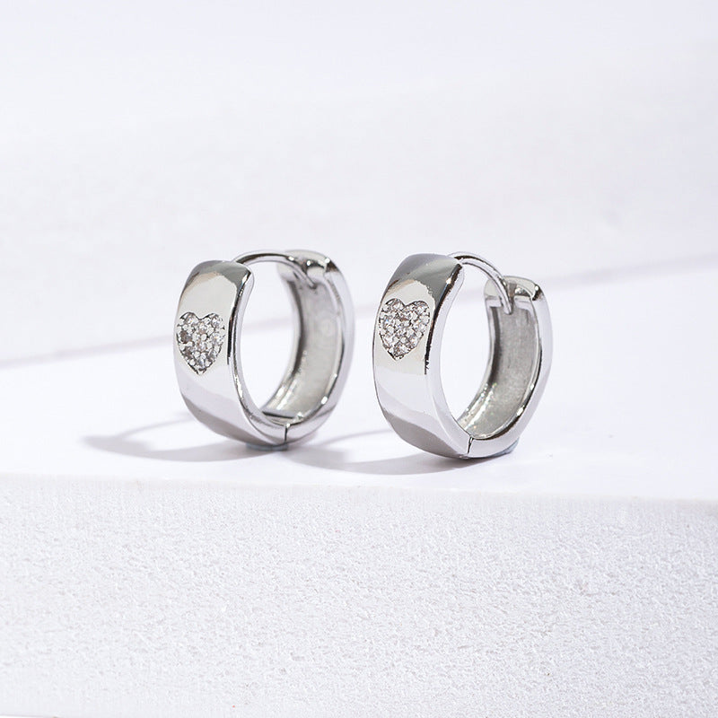 1 Pair Lady Heart Shape Plating Copper Zircon Earrings