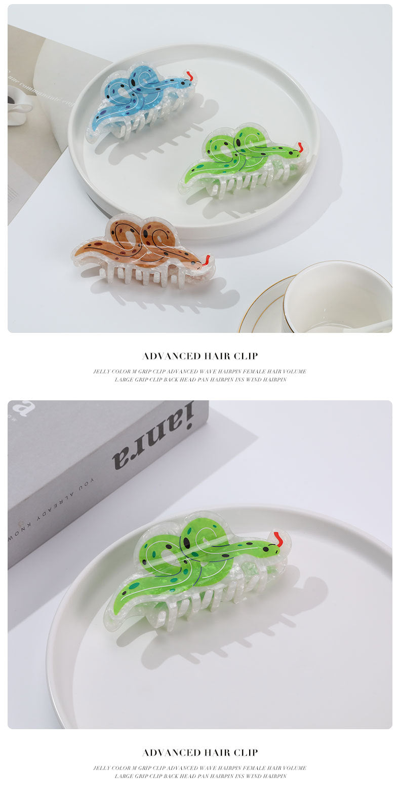 Women's Cute Simple Style Snake Acetic acid sheets Hair Claws