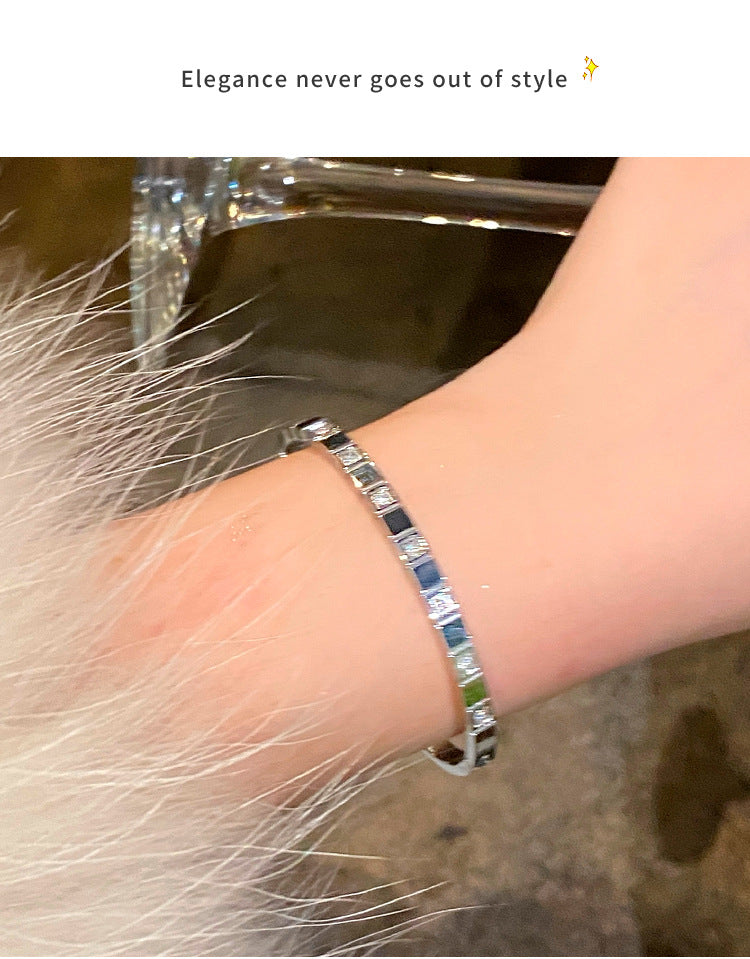 Simple Style Geometric Titanium Steel Zircon Bangle In Bulk