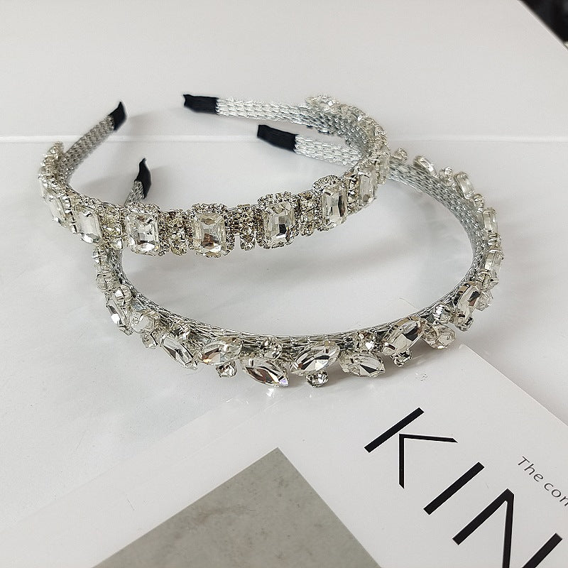 Women's Baroque Style Shiny Geometric Alloy Inlay Artificial Pearls Rhinestones Hair Band