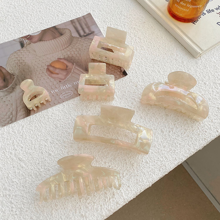 fashion solid color plastic resin polishing hollow out hair claws