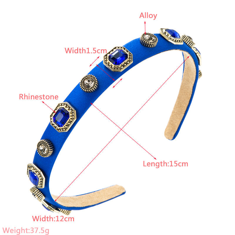 fashion geometric cloth inlay rhinestone hair band