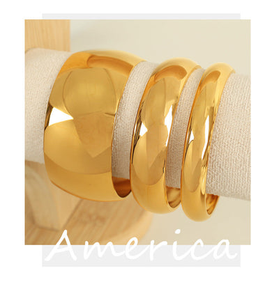 Simple Style Solid Color Titanium Steel Bangle In Bulk