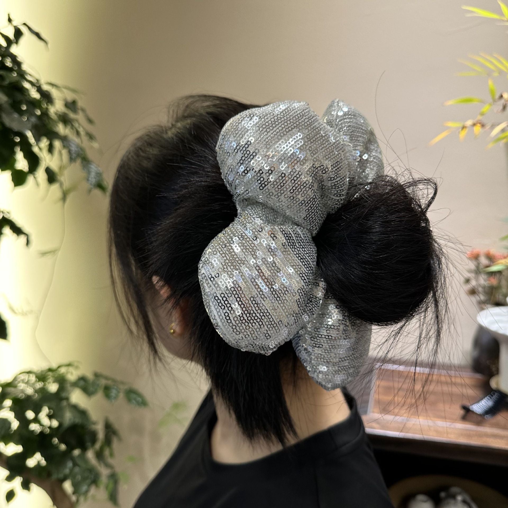 Women's Shiny Solid Color Sequins Hair Tie