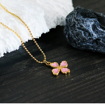 Jewelry Casual Retro French Style Leaf Flower Titanium Steel Enamel Pendant Necklace