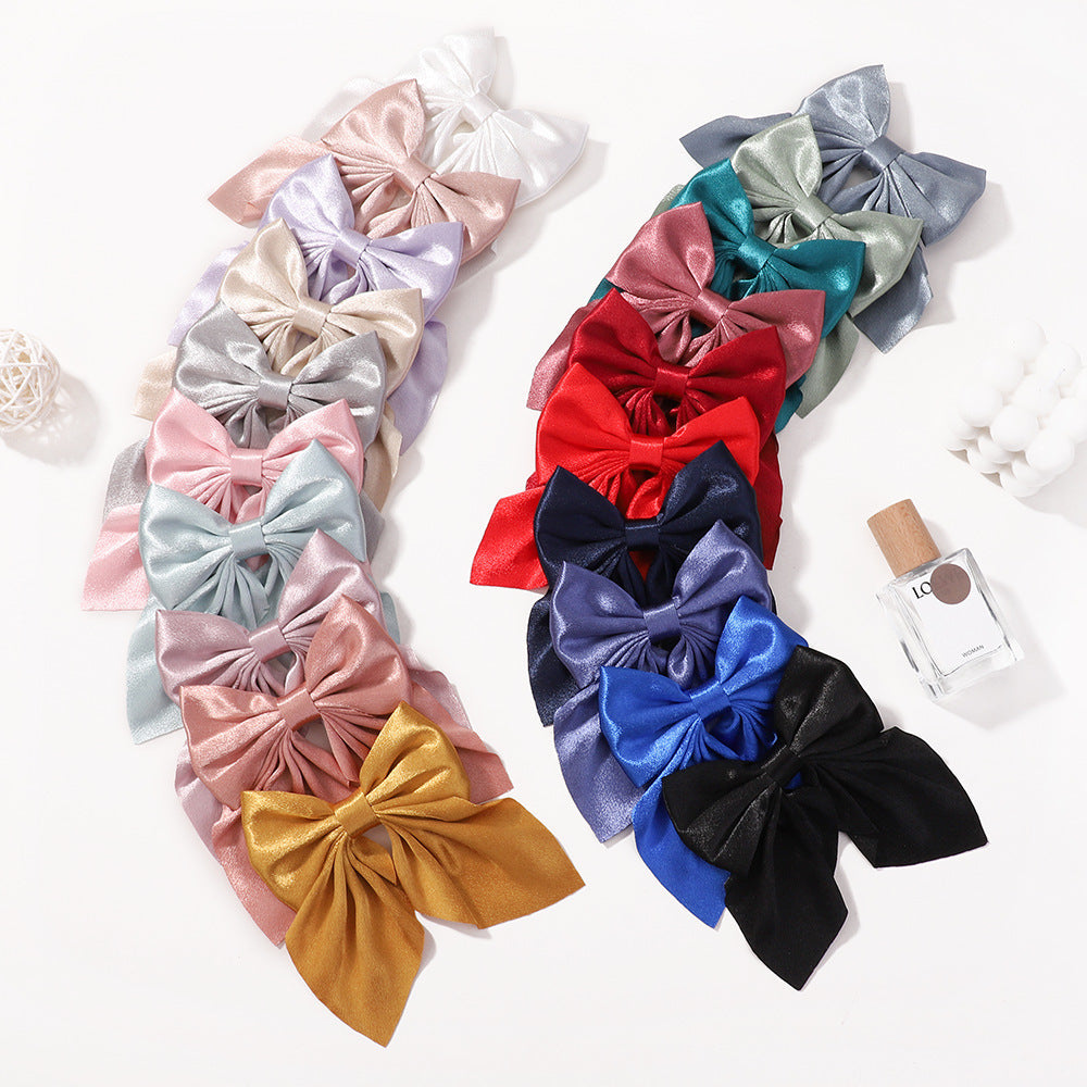 Girl'S Sweet IG Style Bow Knot Yao Ming Polyester Ribbed Band Hair Clip