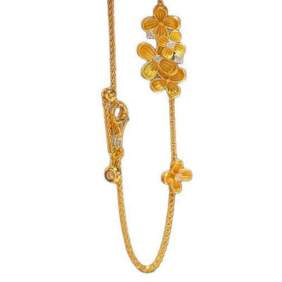 Light luxury retro brushed osmanthus diamond stud earrings bracelet necklace new Chinese style high-end exquisite jewelry set