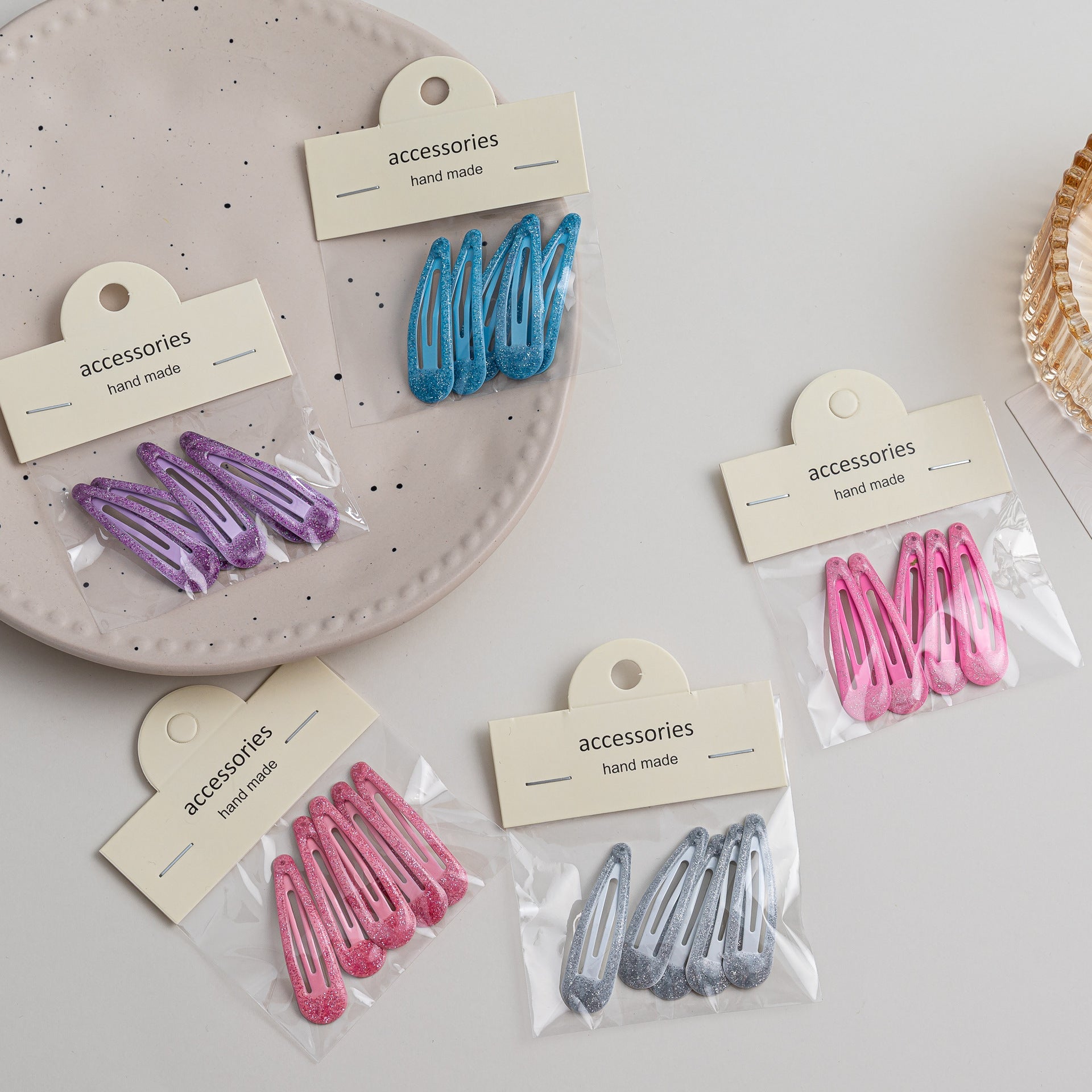 simple style solid color metal hollow out hair clip