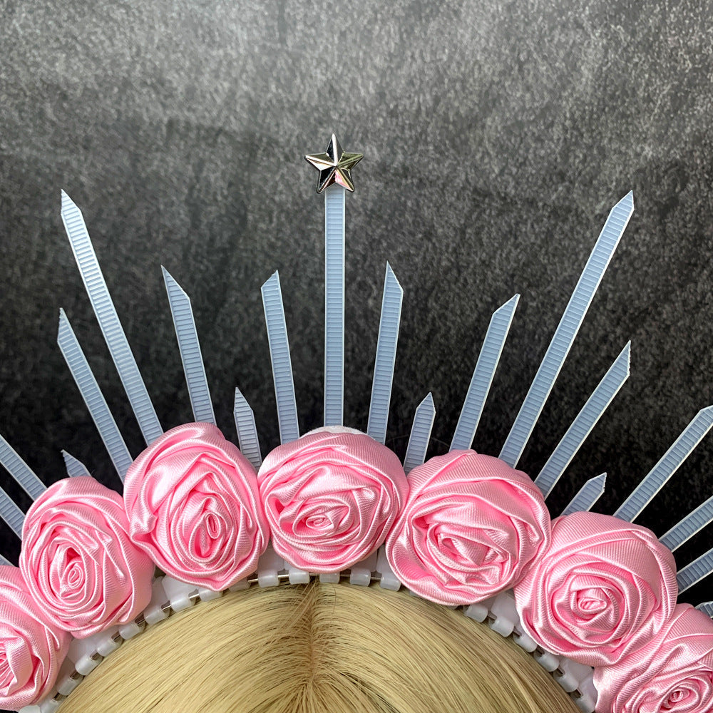 retro star crown flower plastic resin hair band