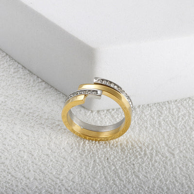Jewelry Simple Style Color Block 304 Stainless Steel Mixed Metal Plating Rings
