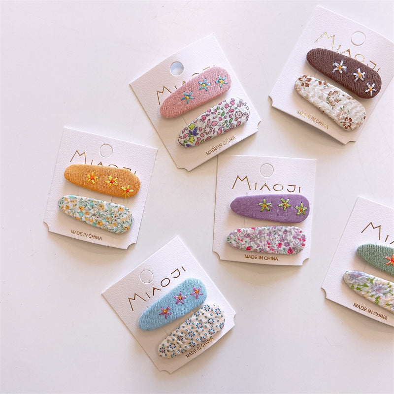 Girl'S Simple Style Classic Style Flower Cloth Contrast Collar Hair Clip