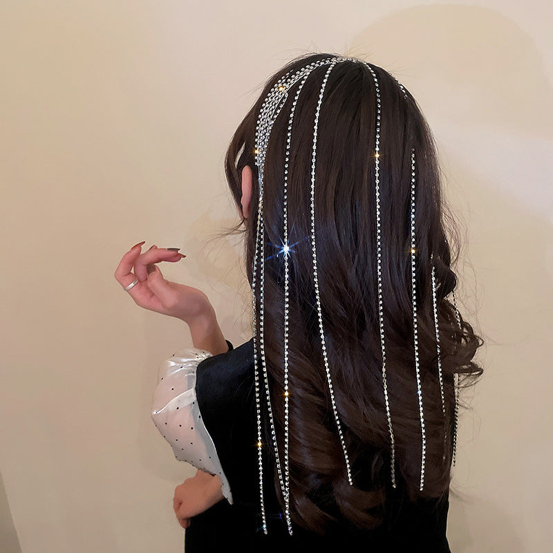 fashion geometric alloy tassel rhinestones hair band