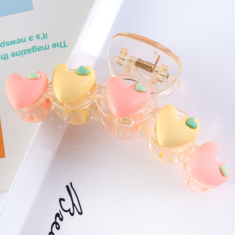 sweet heart shape plastic resin handmade hair claws 1 piece