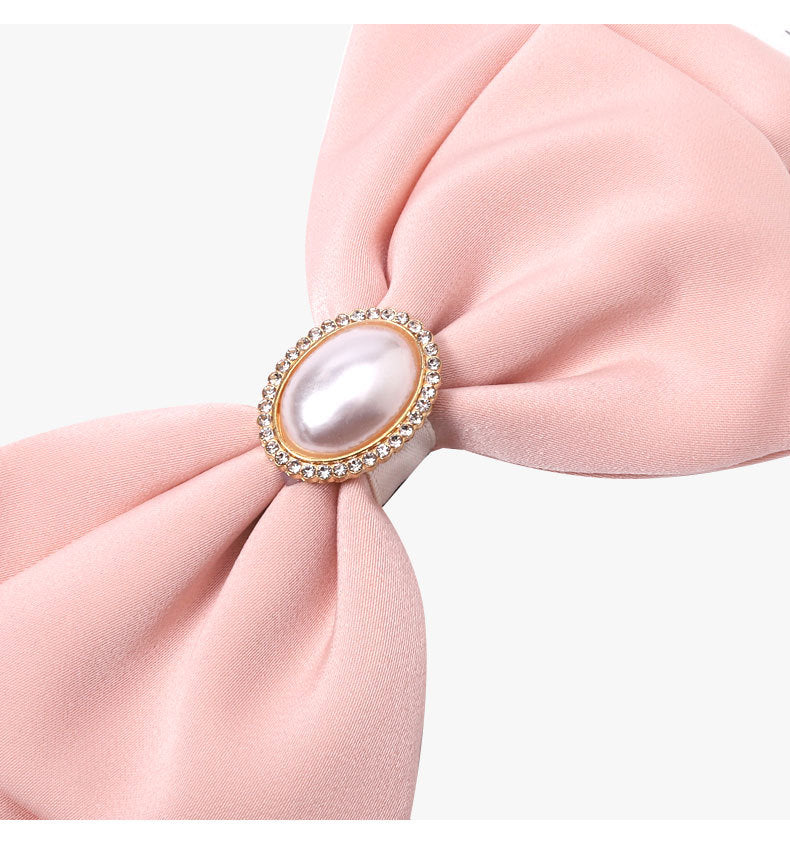 Women's Simple Style Classic Style Bow Knot Cloth Inlay Pearl Hair Clip