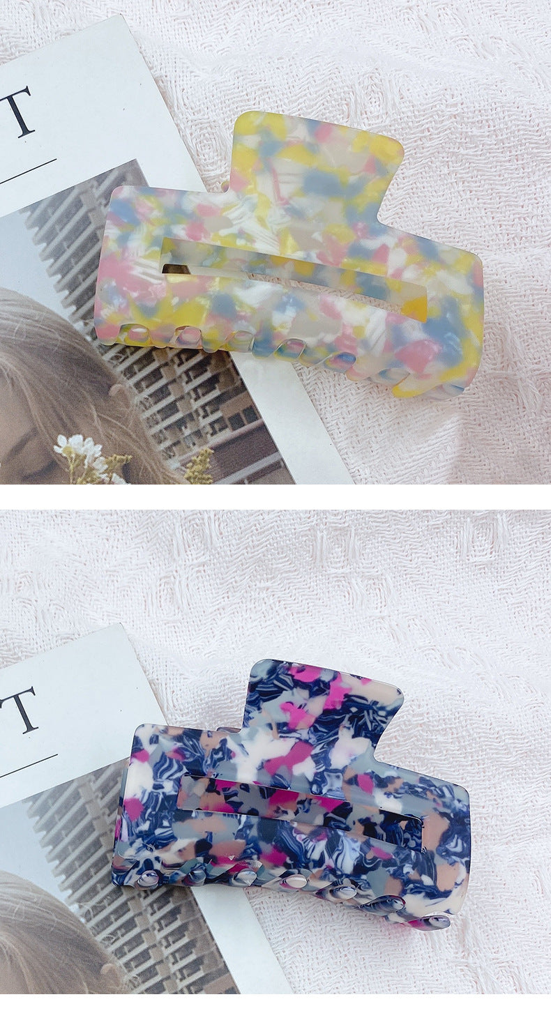 sweet color block rectangle acetic acid sheets handmade hair claws 1 piece