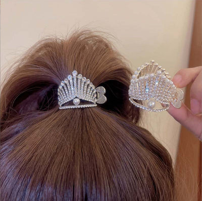 fashion bunny ears crown alloy plating inlay artificial gemstones pearl hair claws 1 piece